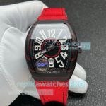 QQF Swiss Replica Franck Muller Vanguard V41 Carbon Case Watch with Red Strap 